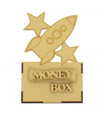 Laser Cut Small Money Box - Rocket Design